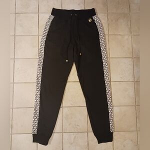 Michael Kors Black Joggers with White Patterned Stripes